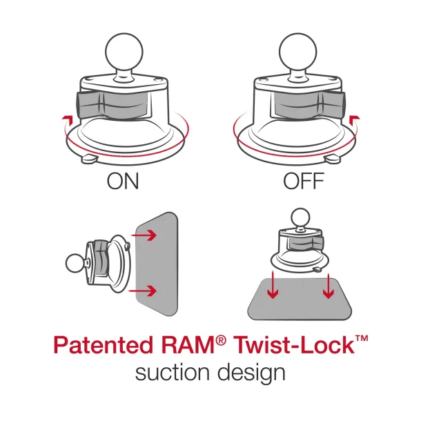 RAM Mounts X-Grip til store telefoner med Mellem Arm & Twist-Lock Sugekop i B-St�rrelse