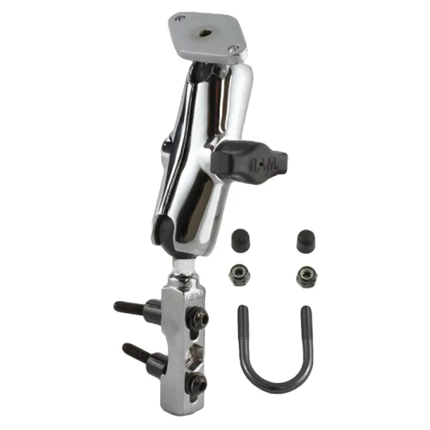 RAM Mounts Krom Motorcykel Bremse-/Koblingsreservoir beslag med Diamantplade &amp; Krom Mellem arm