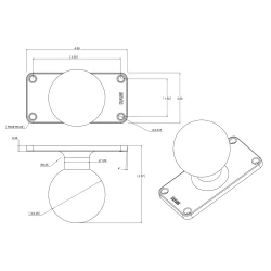 RAM Mounts D-kuglebase med 2" x 4" baseplade