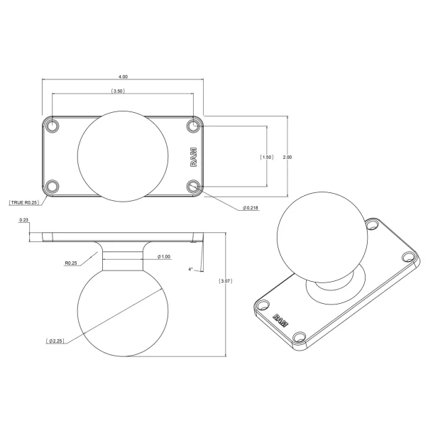 RAM Mounts D-kuglebase med 2