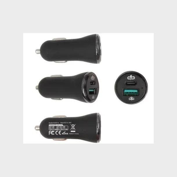 Brodit - USB-A & USB-C Cigarstiks lader med Quick charge