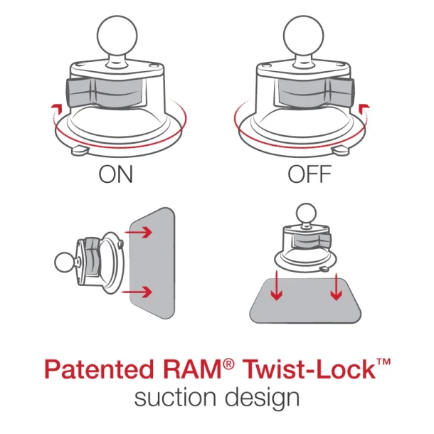RAM Mounts X-Grip til store telefoner med Lang Arm & Twist-Lock Sugekop i B-St�rrelse