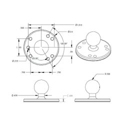 RAM Mounts B-kugle med rund monteringsbase i Krom