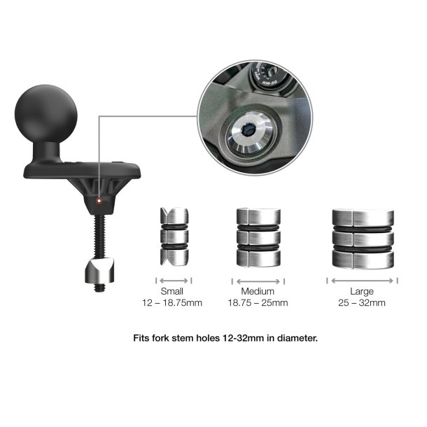 RAM Mounts kilebase med B-kugle til motorcykel kronr�r � 12�32 mm hulsdiameter