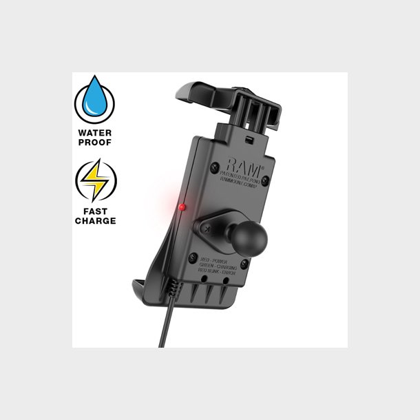 RAM Mounts Quick-Grip holder med Vandt�t Tr�dl�s opladning 